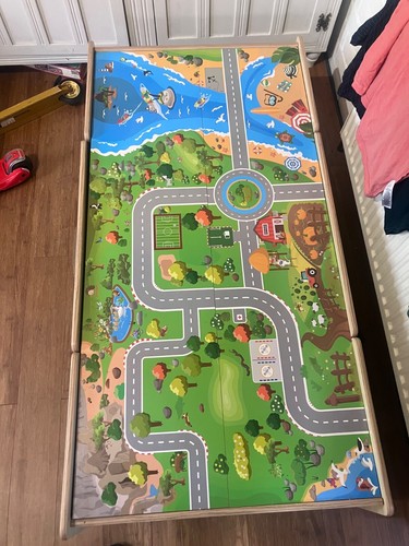 Wooden train set table - table, track