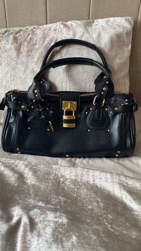 Black faux leather paddington - black,