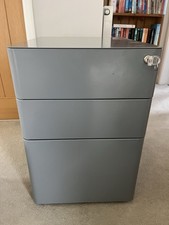 Grey Steel Mobile Under Desk Pedestal 3 Drawer Commercial Office Drawers
