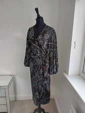 H&M trend edition patterned wrap dress brown black SIZE XS