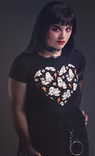 Ghost Cat Heart Tshirt - Sizes