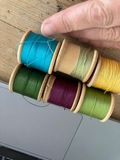 6 Vintage Dewhursts Sylko wooden reels. Mixed ages, colours, amounts