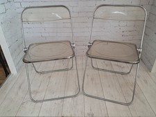 Mid Century Vintage Plia Folding Chairs x 2 Italian Design Giancarlo Piretti
