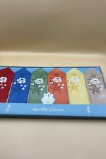 Vintage six embroidered never used in original box Irish linen napkins