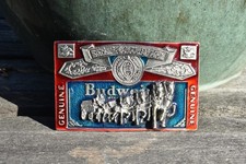 Vintage 1996 Budweiser Clydesdale Horses Metal and Enamel Belt Buckle