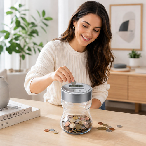 Digital coin counter jar lcd - jar,