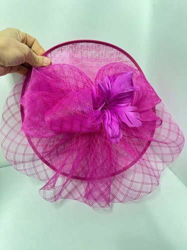 Pink sinamay fascinator hat - fascinator,
