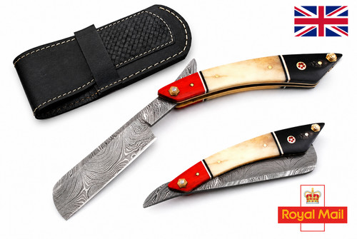 Damascus steel straight razor - steel,