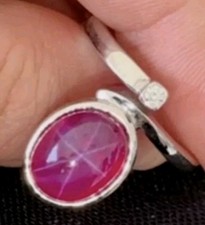 10ct Star Ruby Ring. Natural Dimond Ring. Ruby And Diamond. Cobochon Ruby Ring.