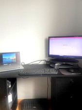 Black Computer Desk with 3 drawers and 3 shelves for storage