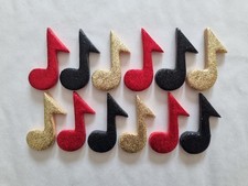 12 GLITTERY MUSIC NOTES - RED