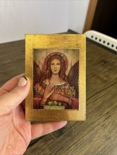 Vintage Religious Gilded Wood Spugliguel Angel of Spring Orthodox Russian Greek