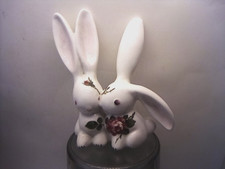 Plichta  Pottery  kissing Bunnies - Wemyss cabbage Rose design 14 cm