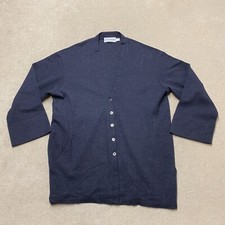 Joyce Ridings Wool Cardigan UK 12 Women's Blue Herringbone Made in UK Lagenlook