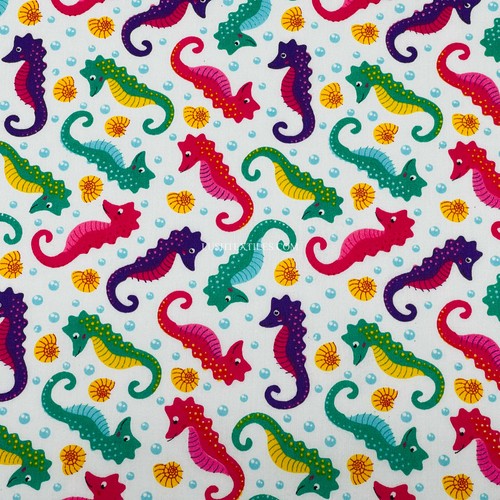 Poly cotton fabric seahorse - fabric,