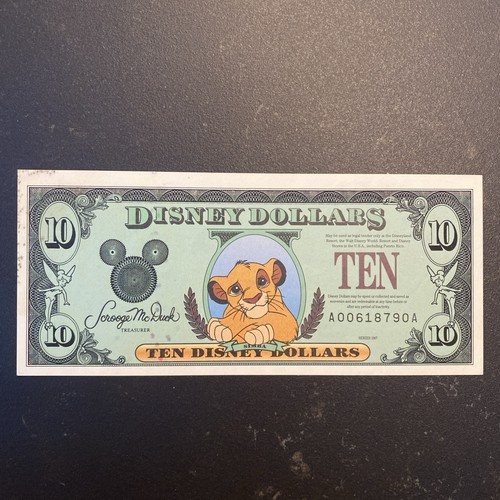 Very rare disney dollars - disney, $10
