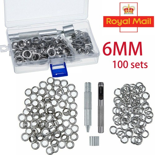 Silver 6mm 100 sets leather - 6mm,