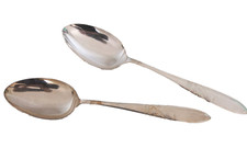 Silver Plate Serving Spoons Elkington MCM Flatware Mid Century Modern EPNS x 2