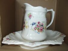 Vintage Ceramic Floral Jug and Water Bowl - Ironstone (England)