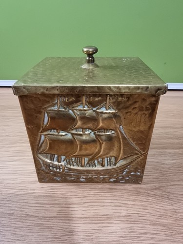 Vintage metal with ship brass - metal,