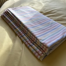 Two vintage candy striped stripy cotton sheets 231cm x 217cm NOT brushed cotton
