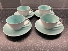 Poole Twintone - C57 Ice Green & Seagull - 4 x Cups & Saucers
