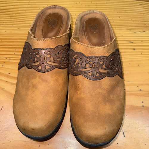 Ariat clogs brown tan leather - ariat,