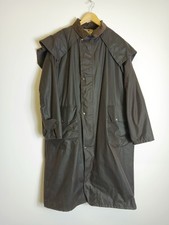 VINTAGE HOGGS OF FIFE MENS LONG BROWN WAXED TRENCH RIDING COAT M