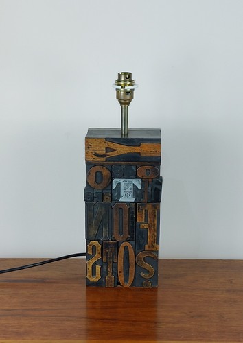 Vintage letterpress table - letterpress, lamp