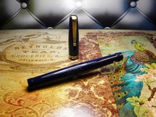 Vintage Blue "R Colas" Safety-Filler Fountain Pen-Spiral Glass Nib-France 1930s