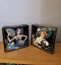 2 Art Deco-style biscuit tins