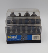 NuTool RB1514 15 Piece 1/4" Router Bit Set in Case - Woodwork, DIY, Carpentry