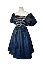 Sequin dress black silver puff sleeves 80's iconic retro dance prom disco 12