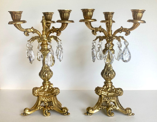Vintage pair gold gilt - vintage, brass