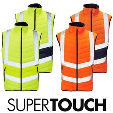 Hi Vis Viz Puffer Body Warmer High Visibility 2 Tone Gilet Fleece Waistcoat