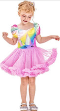UNICORN RAINBOW FANCY DRESS PARTY COSTUME  WITH PINK TUTU SKIRT AGE 6 TO 8