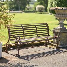 Deluxe Rustic Wrought Iron Three-Seater Garden Bench - Outdoor Furniture