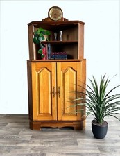 Farmhouse, Late 20th Century Oak Small Corner Display  Drinks Cabinet Bookcase