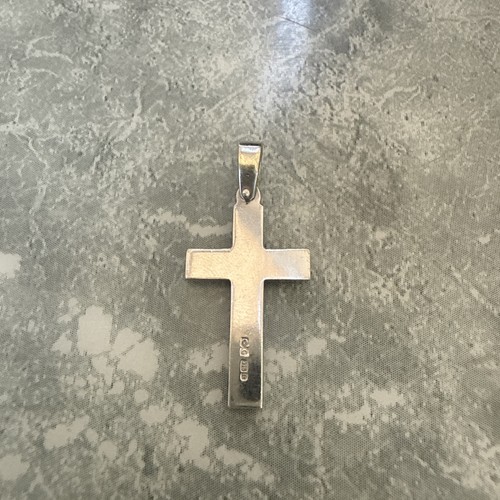 9ct white gold cross - gold, 375