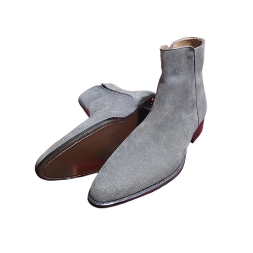 New handmade men gray suede - men,