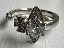 ?Vivienne Westwood Adjustable Open-end Silver Tone Ring Luxury Gift Size P - P½