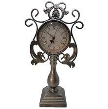 Vtg 20” Metal Mantle Clock