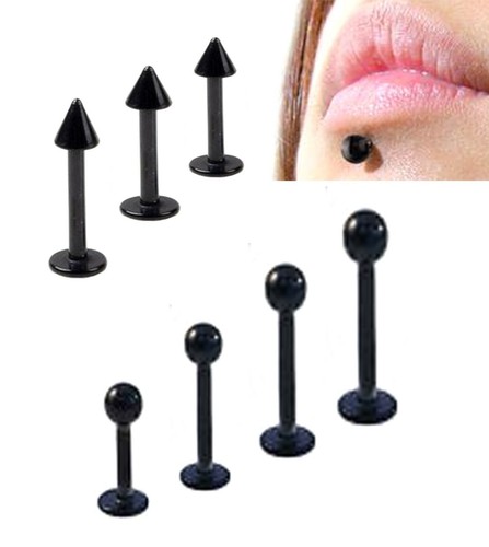 Black labret bar lip - lip, chin