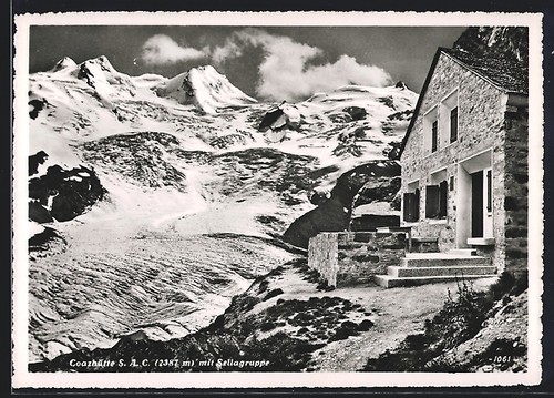 Postcard coaz hut mountain - coaz, hut,