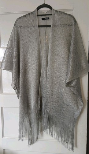 Metallic silver long fringe - metallic,