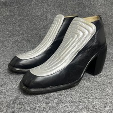 Shellys woman's shoes 40 black silver leather slip on 70's glam rock futuristic