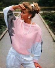  knitting pattern, women's ladies batwing sweater, jumper, easy knit, 