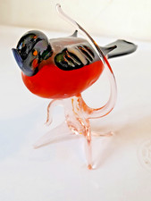 LARGER VINTAGE DECORATIVE MURANO GLASS BIRD ON A TREE BRANCH, IN GLASS 4" ACROSS