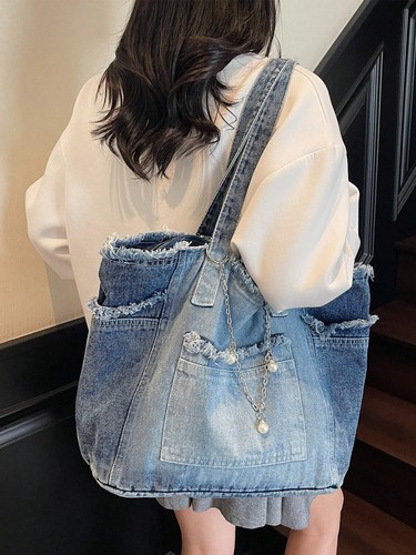 Women casual denim handbag - denim,