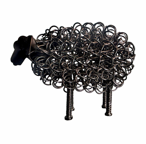 Black metal wire sheep - black,